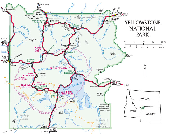 Yellowstone National Park Map Yellowstone Treasures